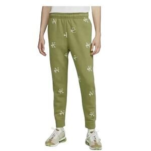 Nike Men's Sportswear Club Printed Basketball Jogger Pants Green Large TALL Logo
